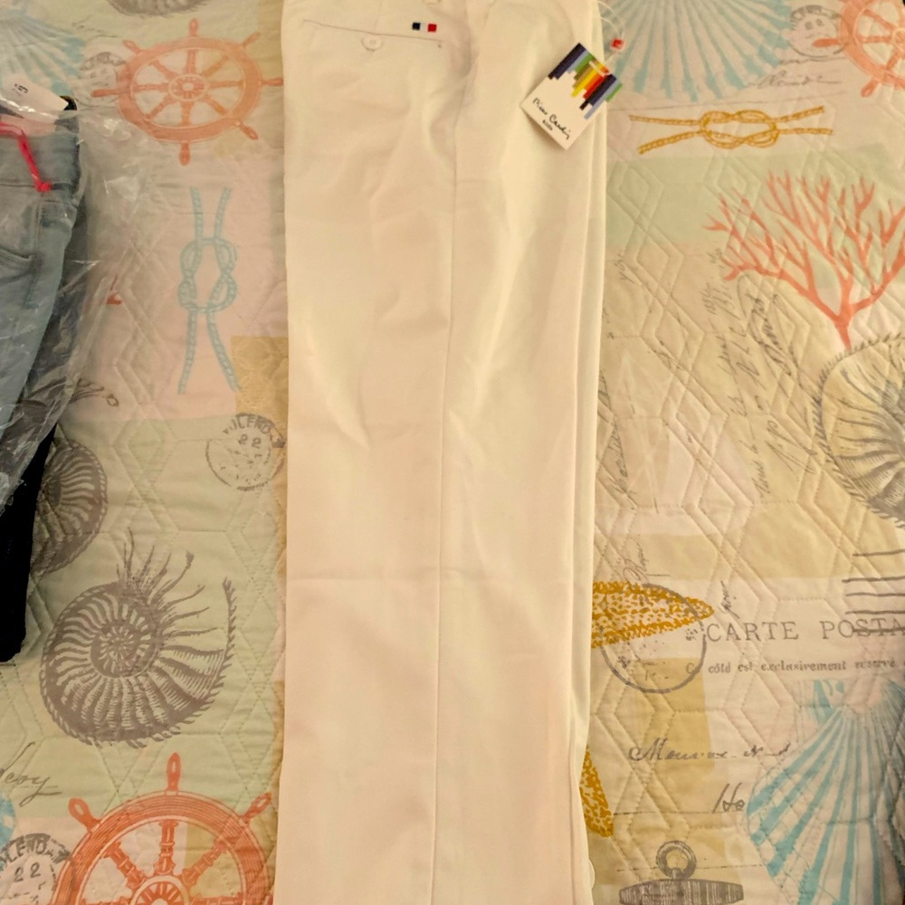 Pierre Cardin boys white sleek suit style slacks. Very stylish and Miami flare.